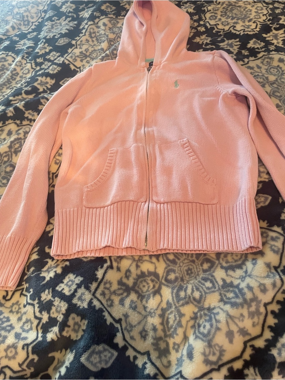 Ralph Lauren Light Pink Hooded Zip Cardigan